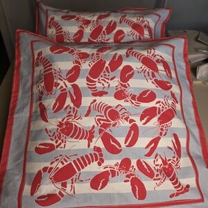 Gretchen Scott Designs Red and Blue Lobster Accent Pillows